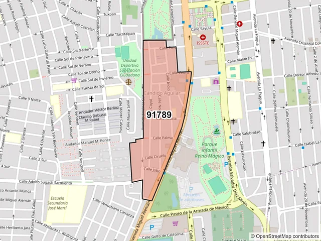 Mapa del código postal 91789, Veracruz, Veracruz de Ignacio de la Llave