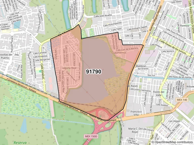 Mapa del código postal 91790, Veracruz, Veracruz de Ignacio de la Llave