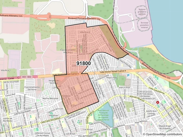 Mapa del código postal 91800, Veracruz, Veracruz de Ignacio de la Llave