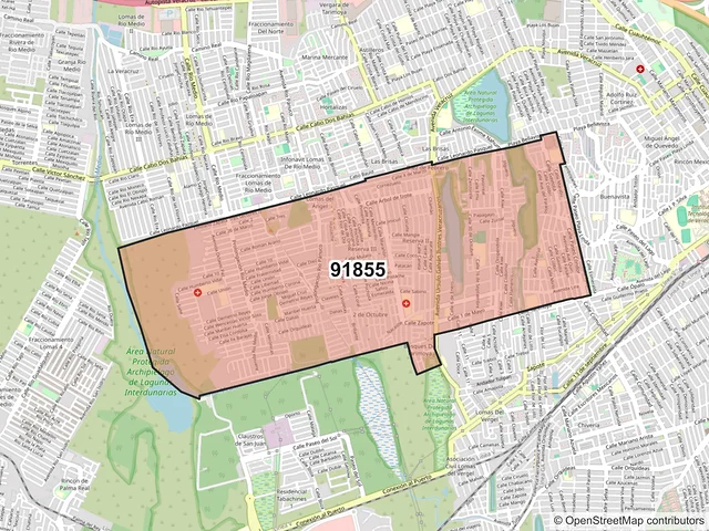 Mapa del código postal 91855, Veracruz, Veracruz de Ignacio de la Llave