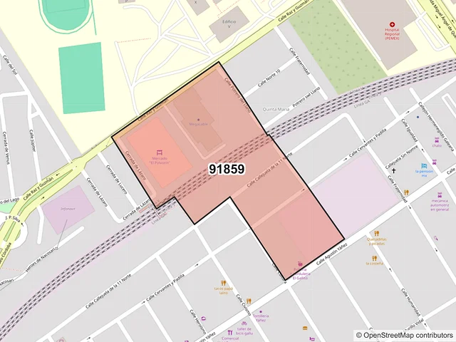Mapa del código postal 91859, Veracruz, Veracruz de Ignacio de la Llave