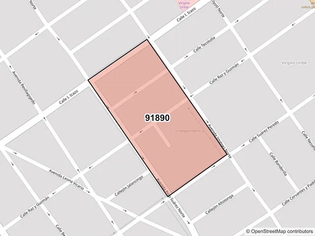 Mapa del código postal 91890, Veracruz, Veracruz de Ignacio de la Llave