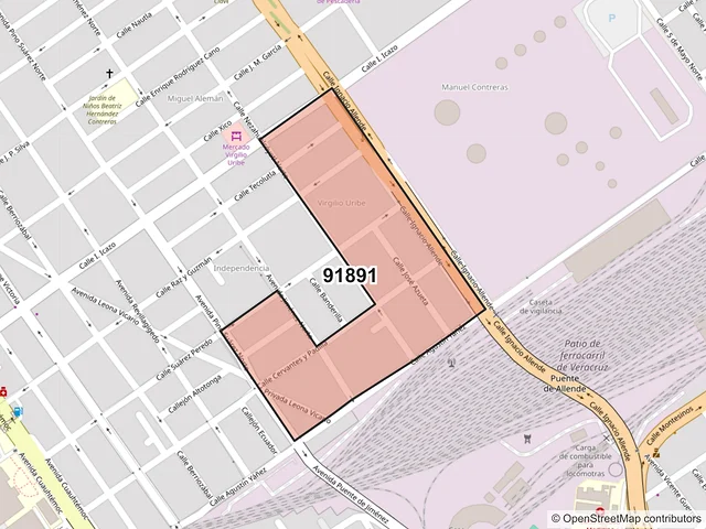 Mapa del código postal 91891, Veracruz, Veracruz de Ignacio de la Llave