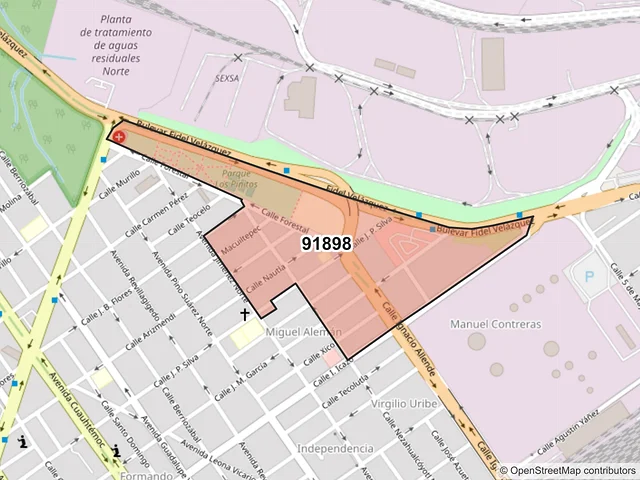Mapa del código postal 91898, Veracruz, Veracruz de Ignacio de la Llave