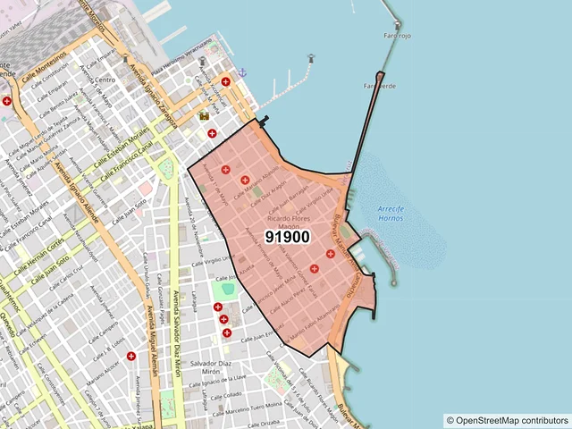 Mapa del código postal 91900, Veracruz, Veracruz de Ignacio de la Llave