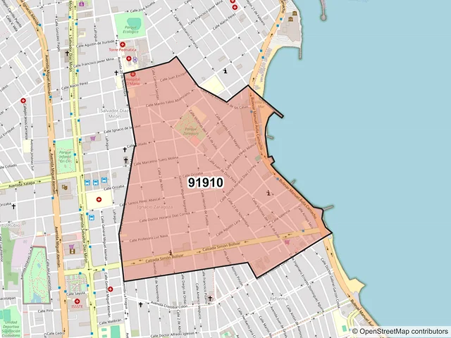 Mapa del código postal 91910, Veracruz, Veracruz de Ignacio de la Llave