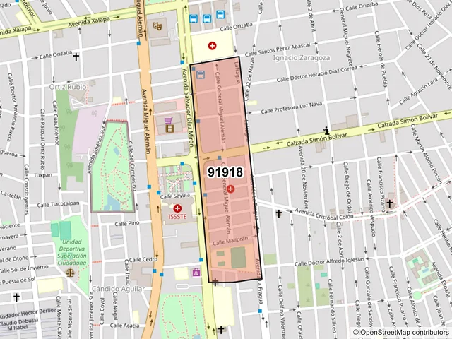 Mapa del código postal 91918, Veracruz, Veracruz de Ignacio de la Llave