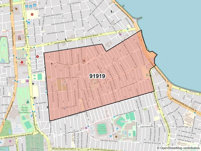 Mapa del código postal 91919, Veracruz, Veracruz de Ignacio de la Llave