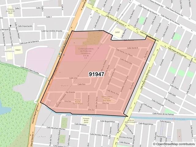 Mapa del código postal 91947, Veracruz, Veracruz de Ignacio de la Llave
