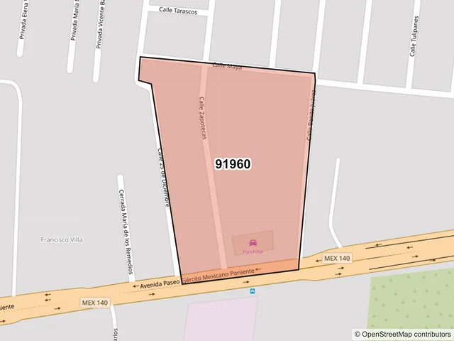 Mapa del código postal 91960, Veracruz, Veracruz de Ignacio de la Llave