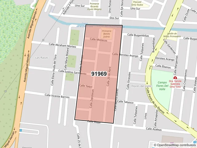 Mapa del código postal 91969, Veracruz, Veracruz de Ignacio de la Llave