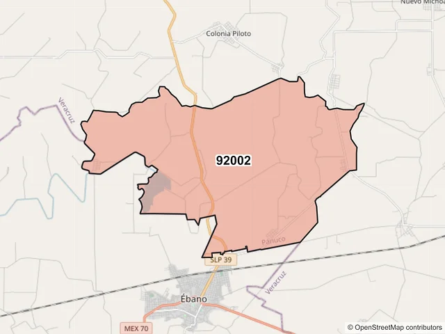 Mapa del código postal 92002, Pánuco, Veracruz de Ignacio de la Llave