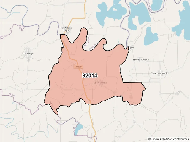 Mapa del código postal 92014, Pánuco, Veracruz de Ignacio de la Llave