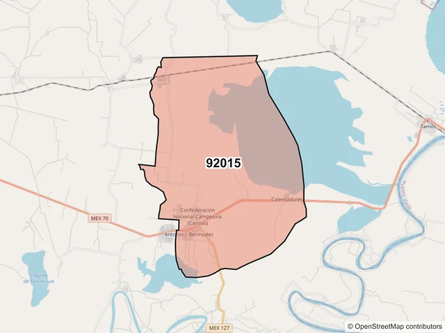 Mapa del código postal 92015, Pánuco, Veracruz de Ignacio de la Llave