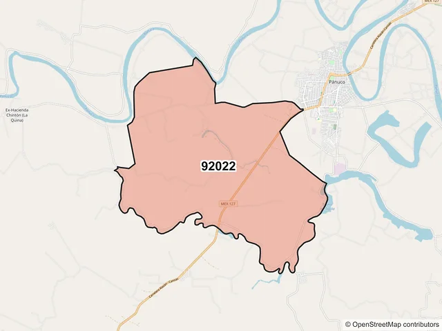 Mapa del código postal 92022, Pánuco, Veracruz de Ignacio de la Llave