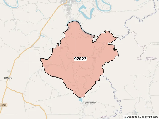 Mapa del código postal 92023, Pánuco, Veracruz de Ignacio de la Llave