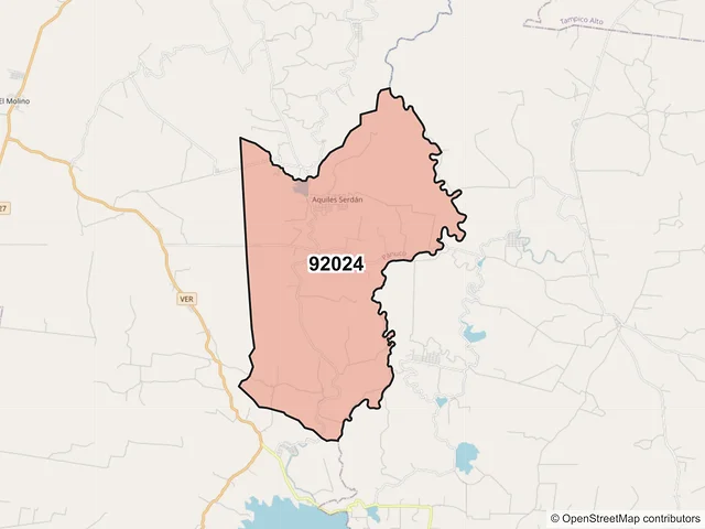 Mapa del código postal 92024, Pánuco, Veracruz de Ignacio de la Llave