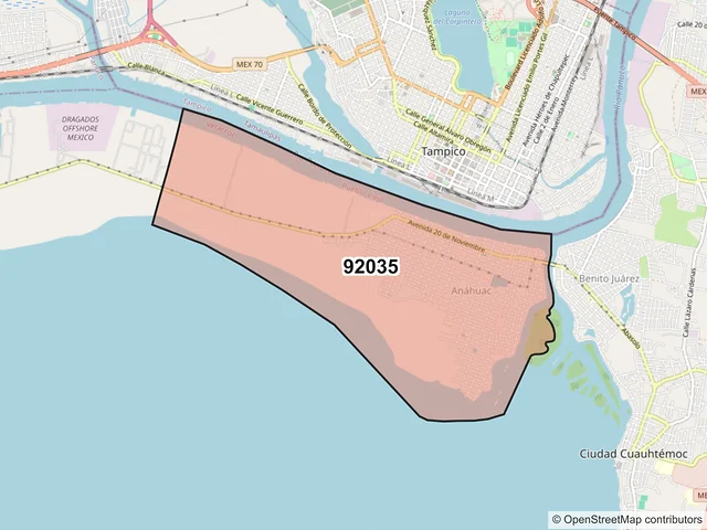 Mapa del código postal 92035, Pueblo Viejo, Veracruz de Ignacio de la Llave