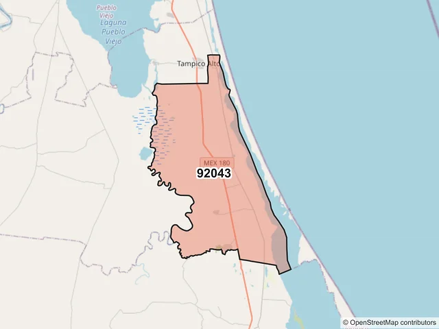 Mapa del código postal 92043, Tampico Alto, Veracruz de Ignacio de la Llave