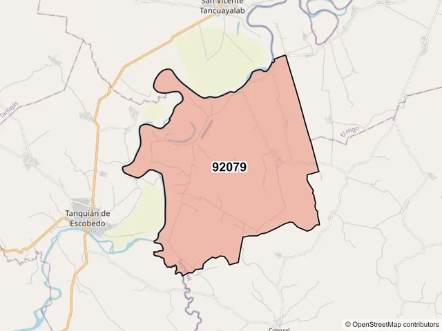 Mapa del código postal 92079, Tempoal, Veracruz de Ignacio de la Llave