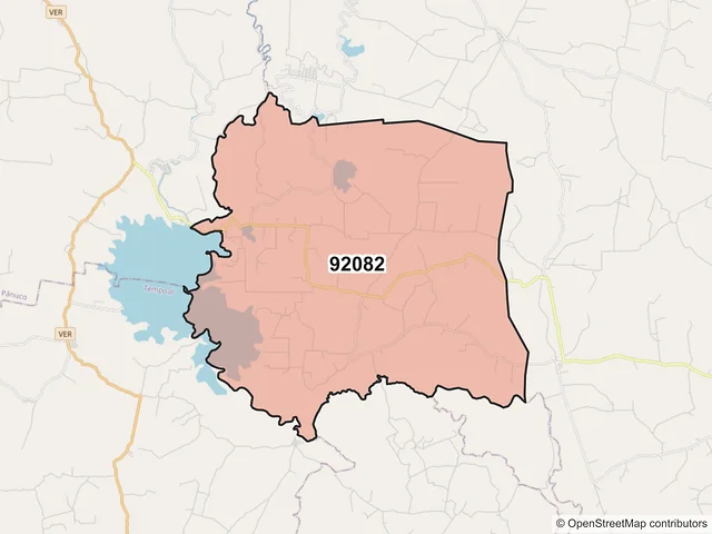 Mapa del código postal 92082, Ozuluama de Mascareñas, Veracruz de Ignacio de la Llave