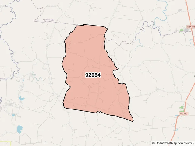 Mapa del código postal 92084, Ozuluama de Mascareñas, Veracruz de Ignacio de la Llave
