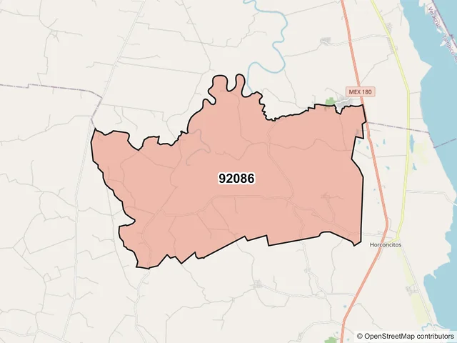 Mapa del código postal 92086, Ozuluama de Mascareñas, Veracruz de Ignacio de la Llave