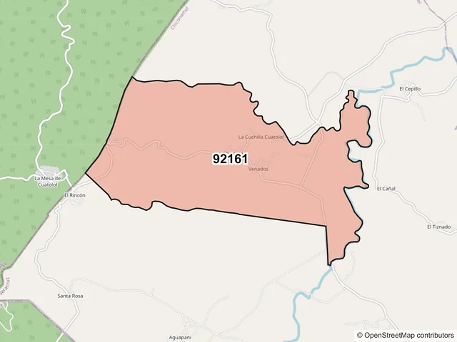Mapa del código postal 92161, Chiconamel, Veracruz de Ignacio de la Llave