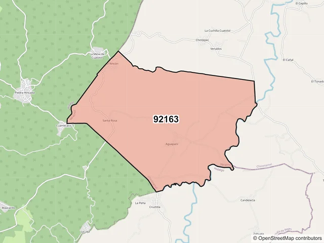 Mapa del código postal 92163, Chiconamel, Veracruz de Ignacio de la Llave
