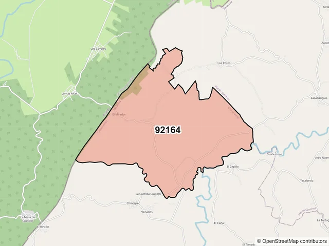 Mapa del código postal 92164, Chiconamel, Veracruz de Ignacio de la Llave