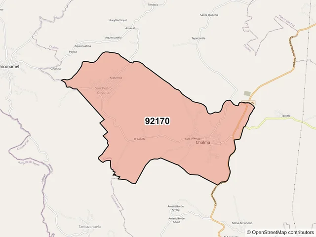 Mapa del código postal 92170, Chalma, Veracruz de Ignacio de la Llave