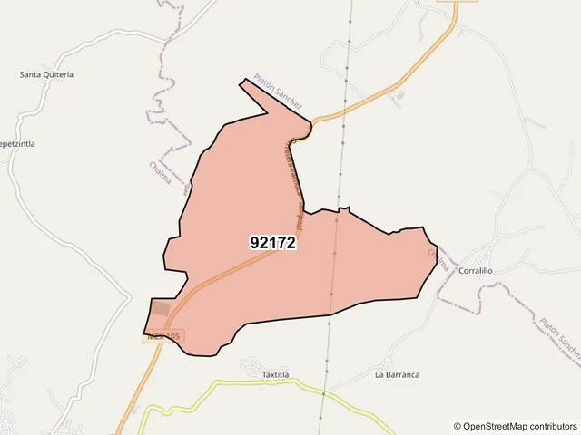 Mapa del código postal 92172, Chalma, Veracruz de Ignacio de la Llave