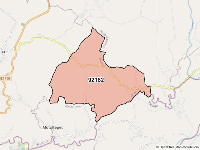Mapa del código postal 92182, Chalma, Veracruz de Ignacio de la Llave