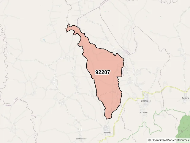 Mapa del código postal 92207, Chontla, Veracruz de Ignacio de la Llave