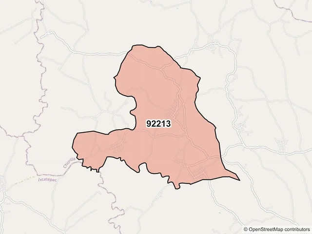 Mapa del código postal 92213, Chontla, Veracruz de Ignacio de la Llave
