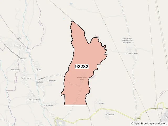 Mapa del código postal 92232, Citlaltépetl, Veracruz de Ignacio de la Llave
