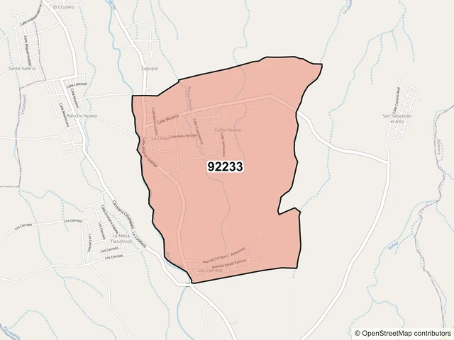 Mapa del código postal 92233, Citlaltépetl, Veracruz de Ignacio de la Llave