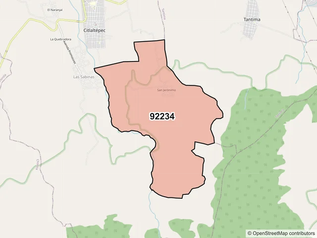 Mapa del código postal 92234, Citlaltépetl, Veracruz de Ignacio de la Llave