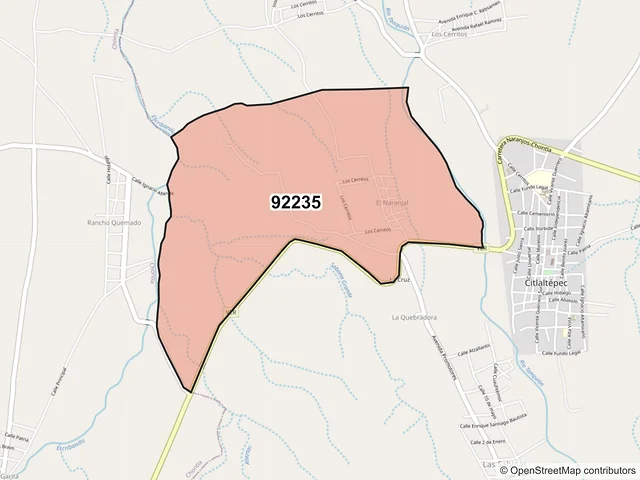 Mapa del código postal 92235, Citlaltépetl, Veracruz de Ignacio de la Llave