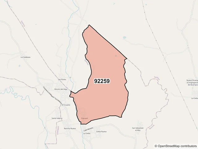 Mapa del código postal 92259, Citlaltépetl, Veracruz de Ignacio de la Llave