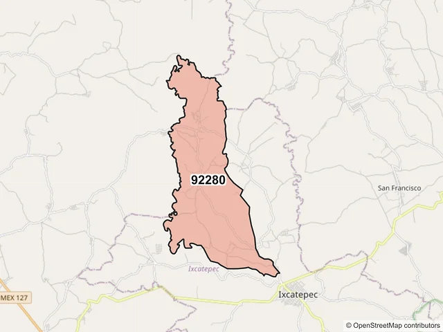 Mapa del código postal 92280, Ixcatepec, Veracruz de Ignacio de la Llave