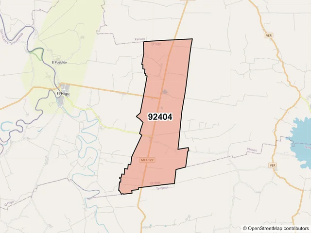 Mapa del código postal 92404, El Higo, Veracruz de Ignacio de la Llave
