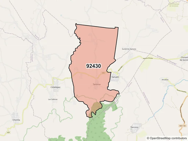 Mapa del código postal 92430, Tantima, Veracruz de Ignacio de la Llave