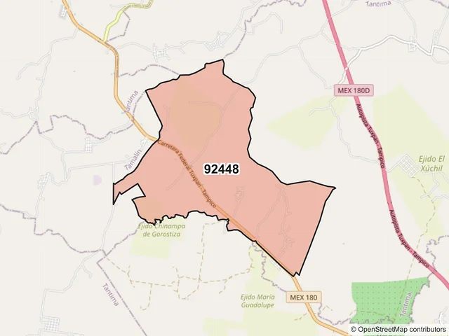 Mapa del código postal 92448, Tantima, Veracruz de Ignacio de la Llave