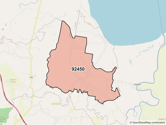 Mapa del código postal 92450, Tantima, Veracruz de Ignacio de la Llave