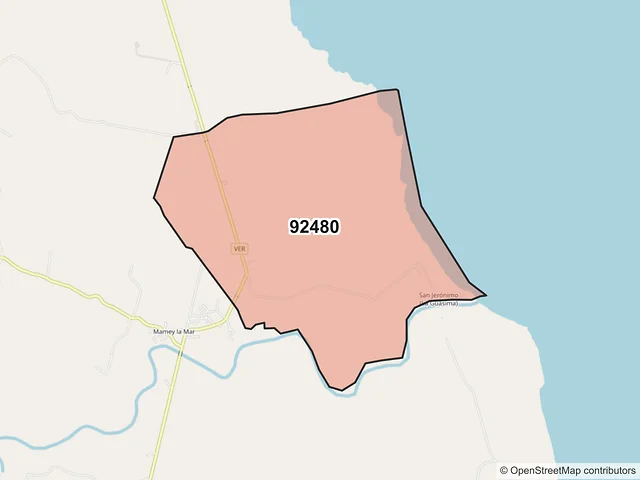 Mapa del código postal 92480, Tamalín, Veracruz de Ignacio de la Llave