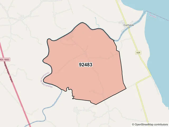 Mapa del código postal 92483, Tamalín, Veracruz de Ignacio de la Llave