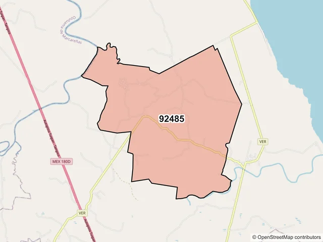 Mapa del código postal 92485, Tamalín, Veracruz de Ignacio de la Llave