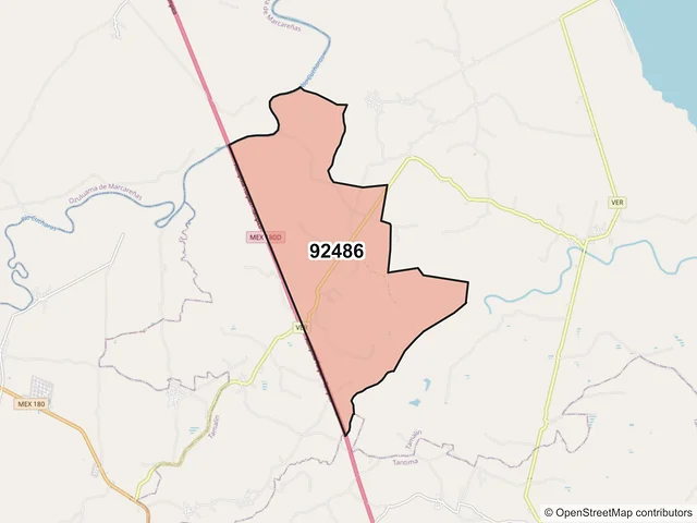 Mapa del código postal 92486, Tamalín, Veracruz de Ignacio de la Llave