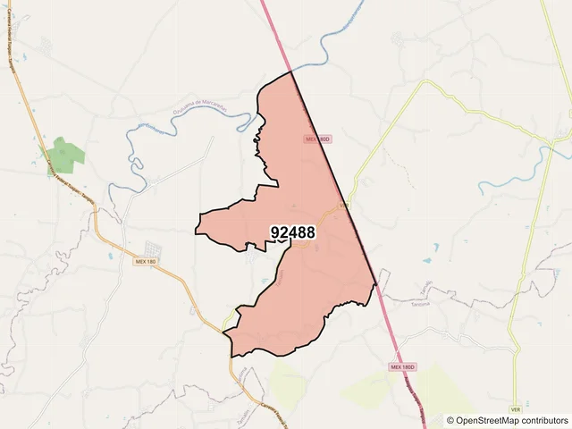 Mapa del código postal 92488, Tamalín, Veracruz de Ignacio de la Llave